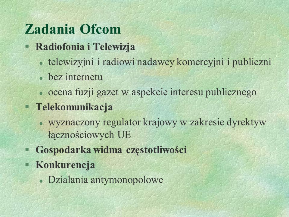 Zadania Ofcom Radiofonia i Telewizja