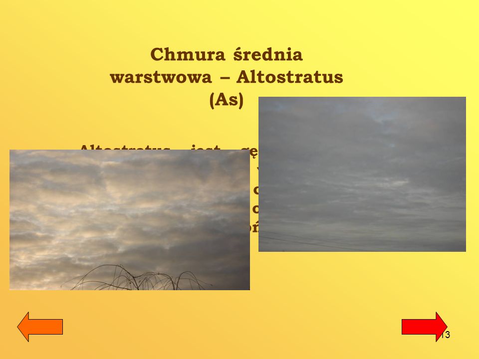 Chmura średnia warstwowa – Altostratus (As)