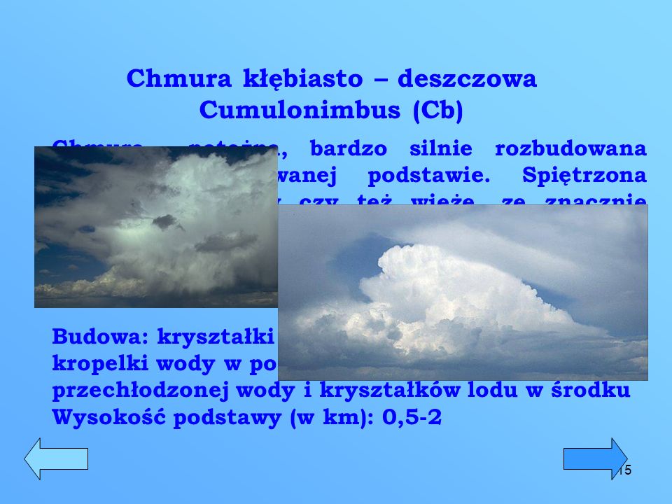 Chmura kłębiasto – deszczowa Cumulonimbus (Cb)