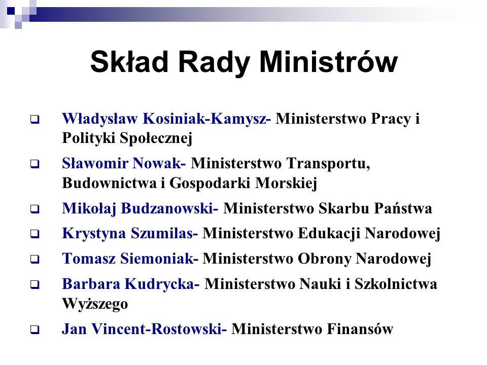 Skład Rady Ministrów Władysław Kosiniak-Kamysz- Ministerstwo Pracy i Polityki Społecznej.