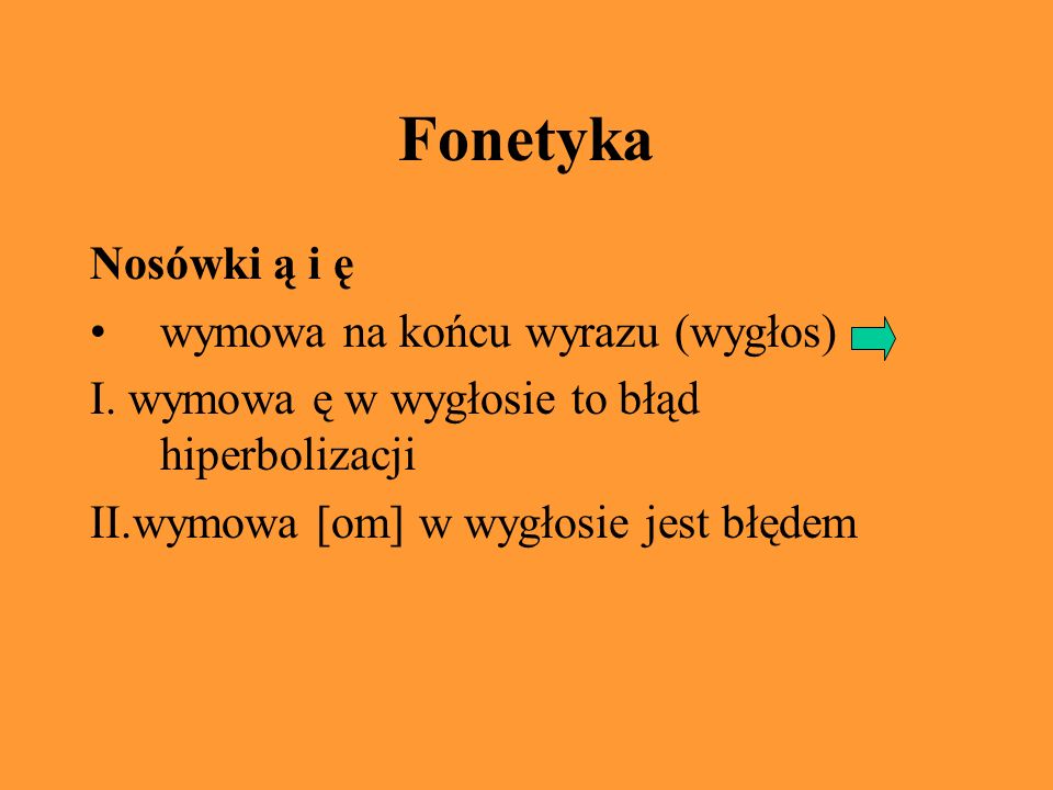 Fonetyka Nosówki ą i ę wymowa na końcu wyrazu (wygłos)