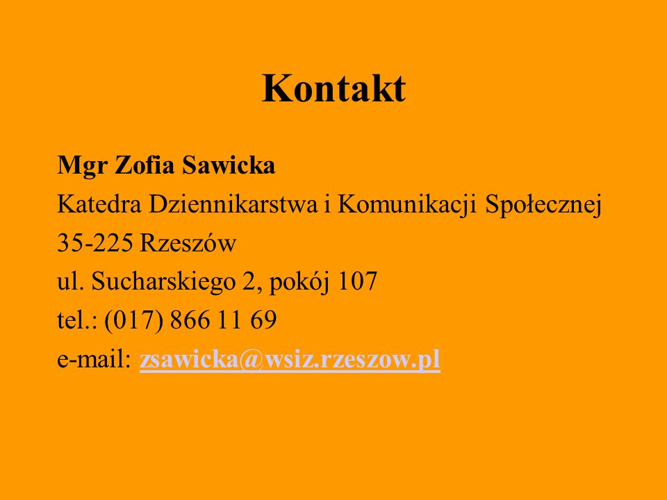 Kontakt Mgr Zofia Sawicka