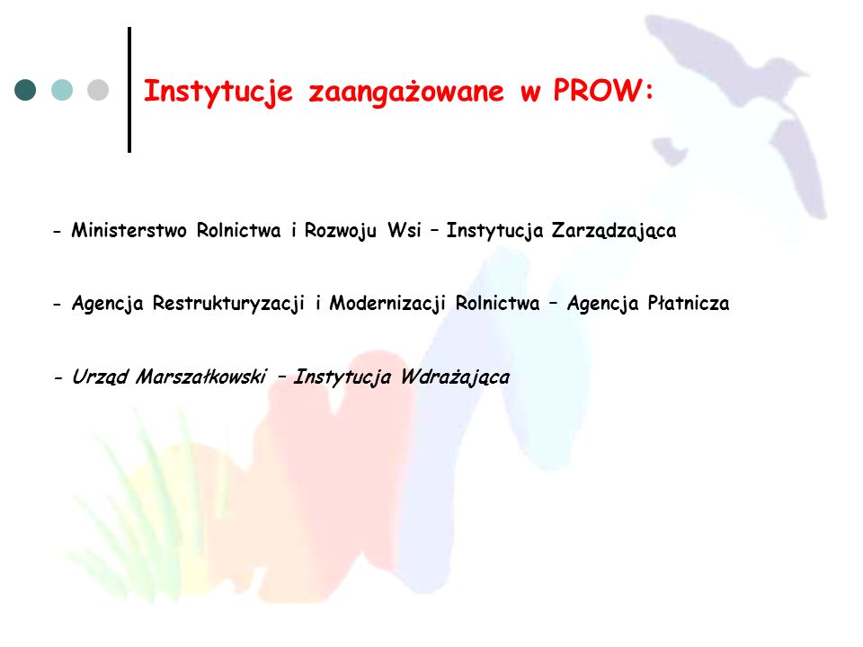 Instytucje zaangażowane w PROW: