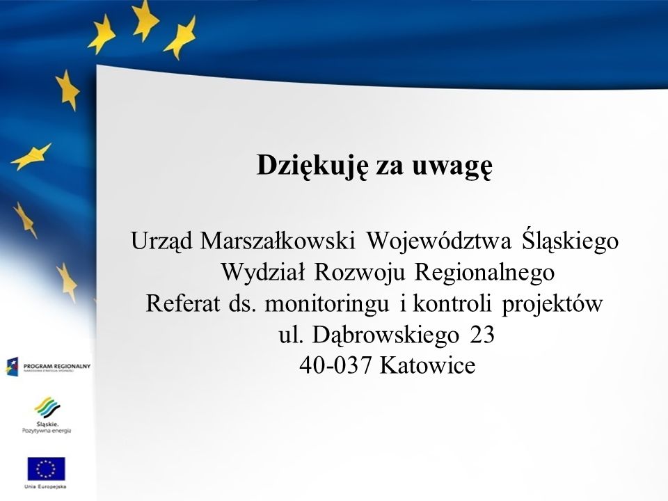 Urząd Marszałkowski Województwa Śląskiego Wydział Rozwoju Regionalnego