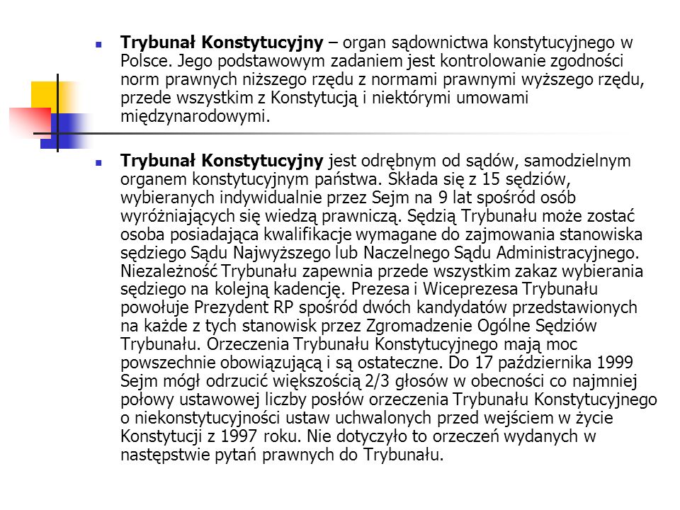 Trybunał Konstytucyjny – organ sądownictwa konstytucyjnego w Polsce