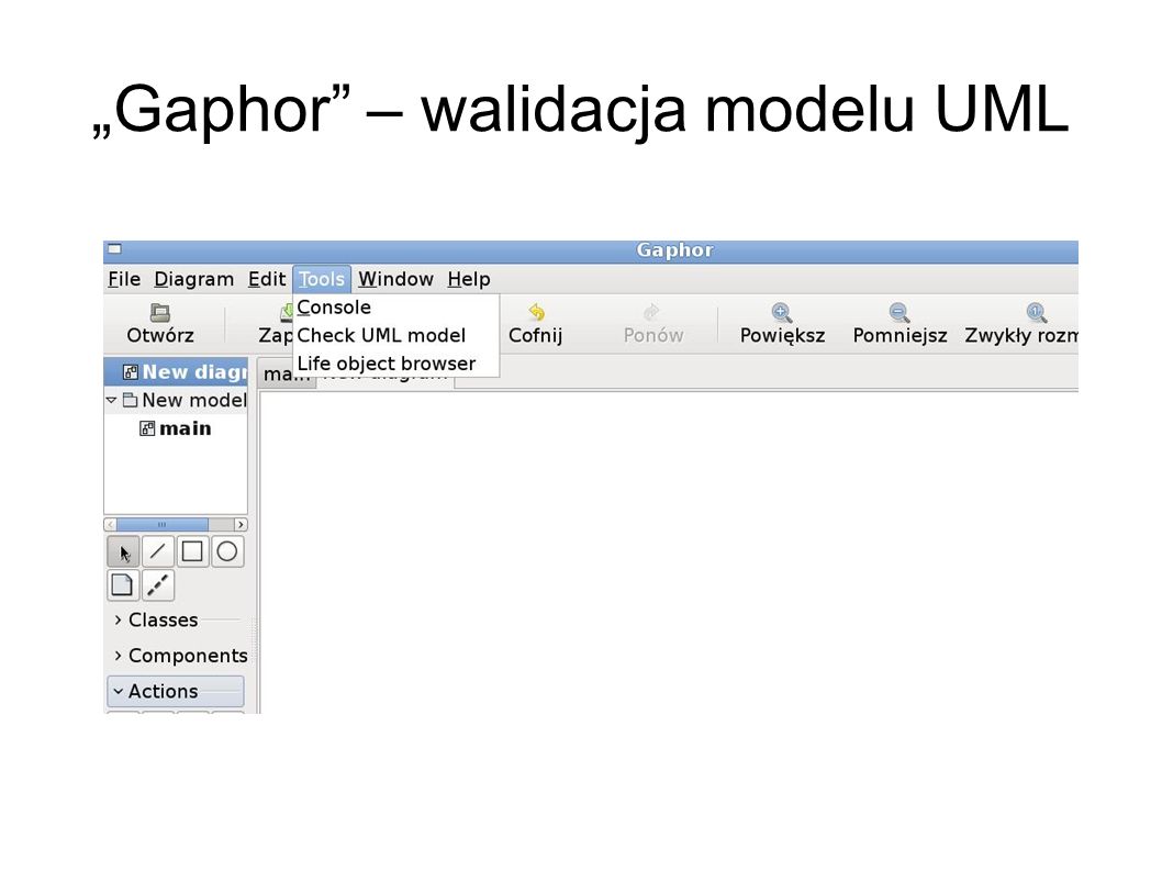 „Gaphor – walidacja modelu UML