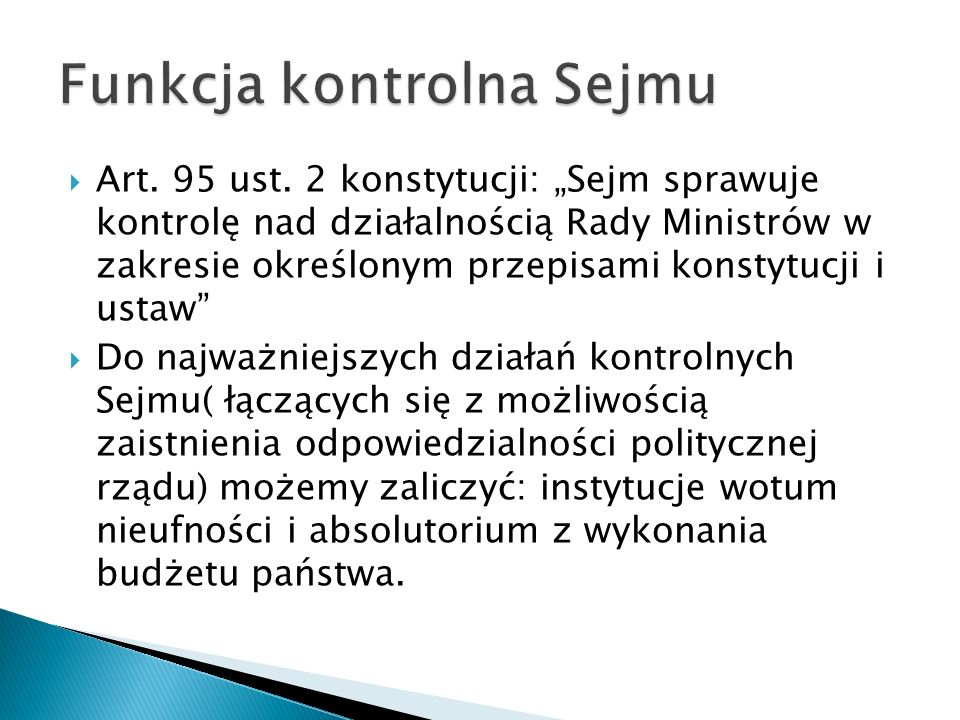 Funkcja kontrolna Sejmu