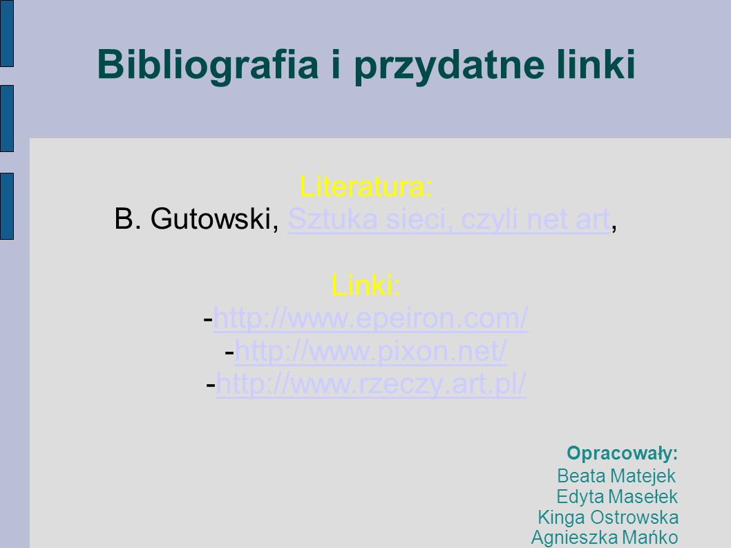 Bibliografia i przydatne linki