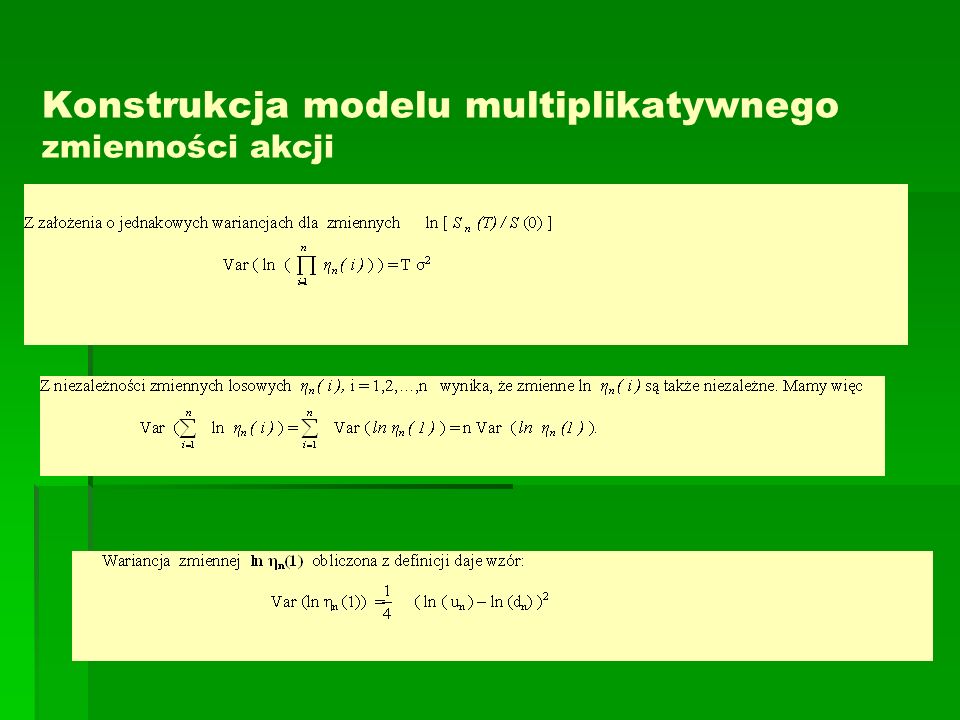 Konstrukcja modelu multiplikatywnego zmienności akcji