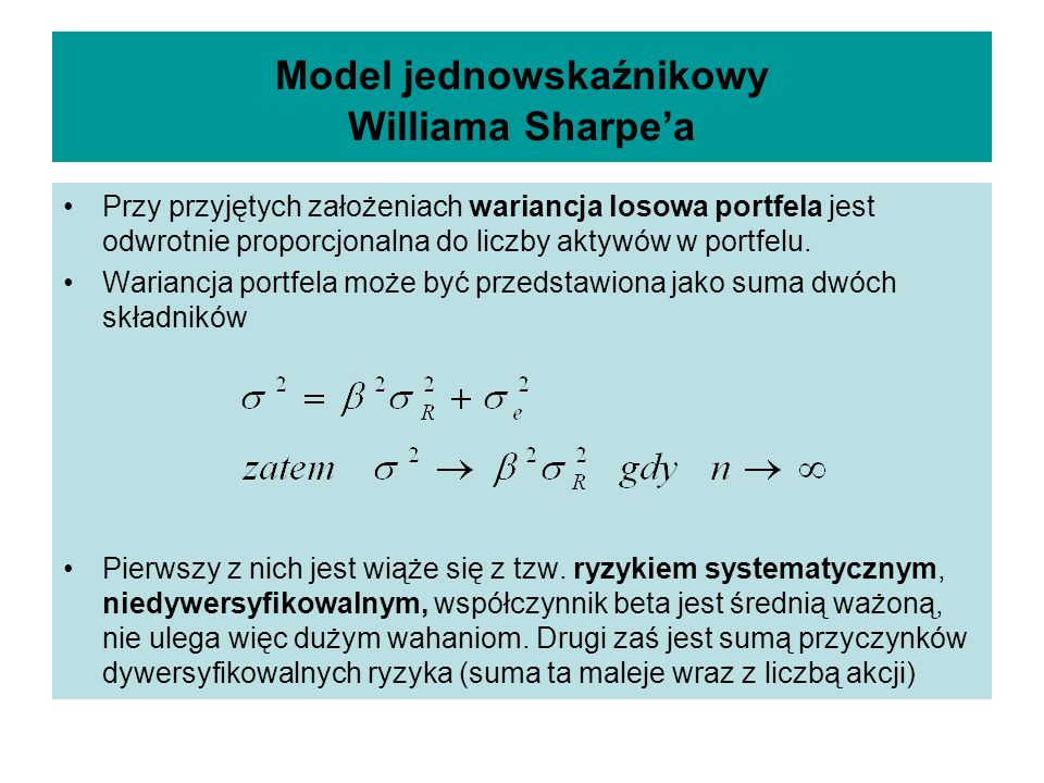 Model jednowskaźnikowy Williama Sharpe’a