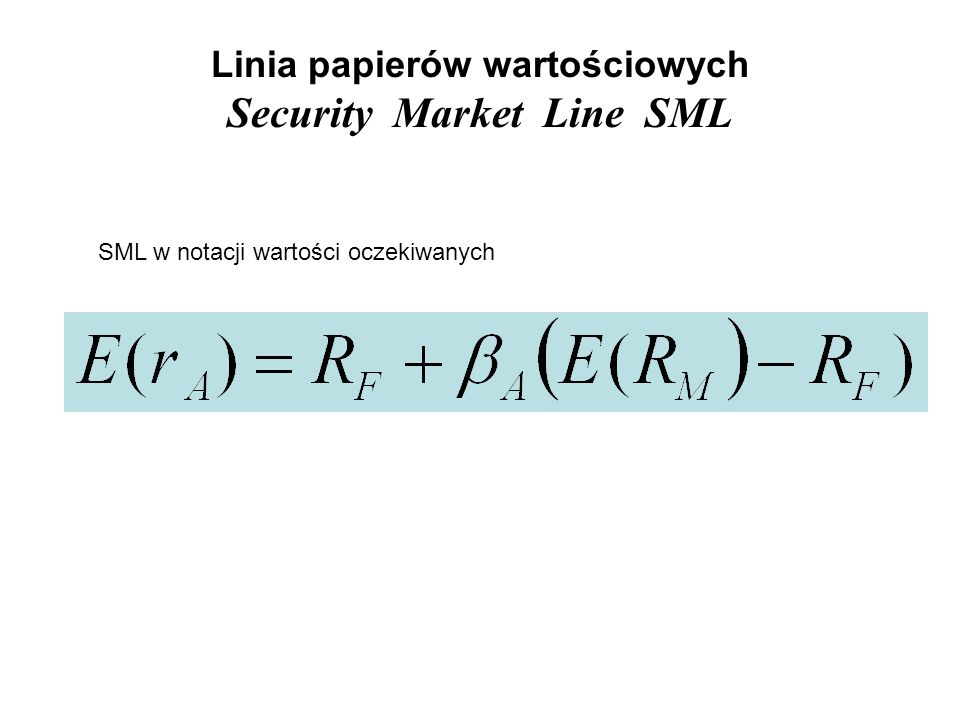 Linia papierów wartościowych Security Market Line SML