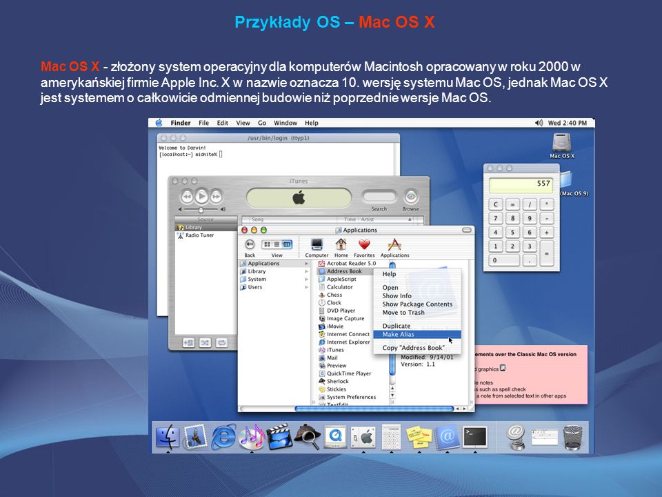 Przykłady OS – Mac OS X