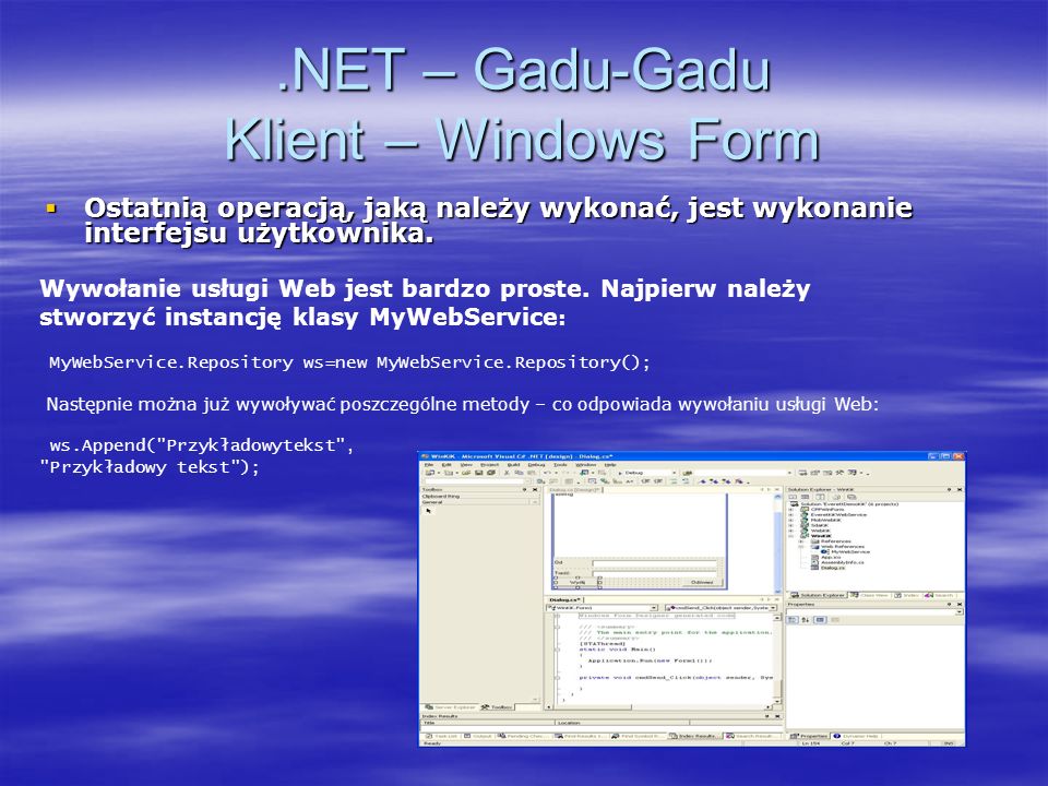 .NET – Gadu-Gadu Klient – Windows Form