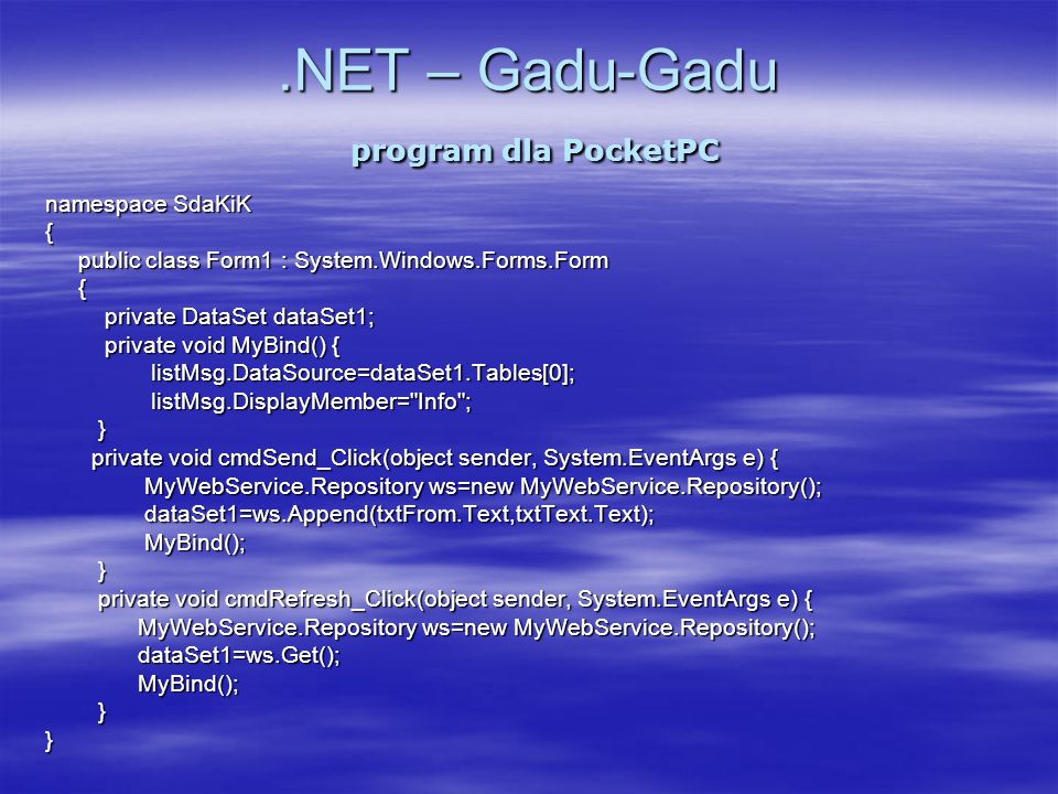 .NET – Gadu-Gadu program dla PocketPC
