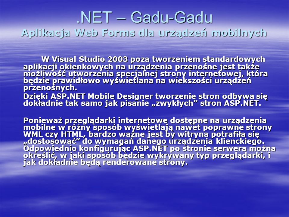 .NET – Gadu-Gadu Aplikacja Web Forms dla urządzeń mobilnych