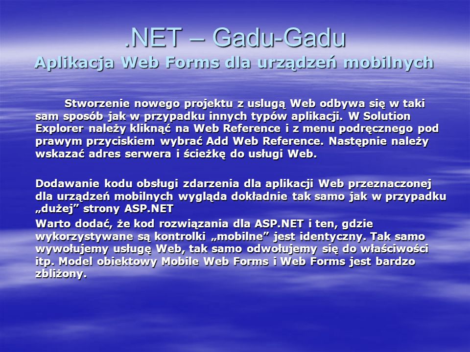 .NET – Gadu-Gadu Aplikacja Web Forms dla urządzeń mobilnych