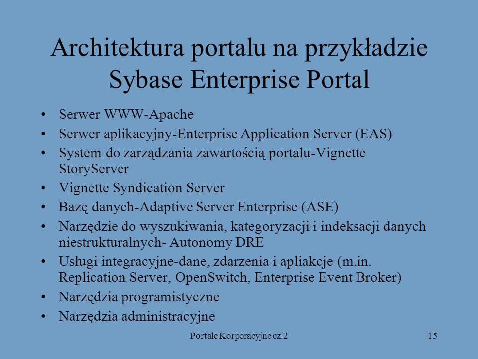 Architektura portalu na przykładzie Sybase Enterprise Portal