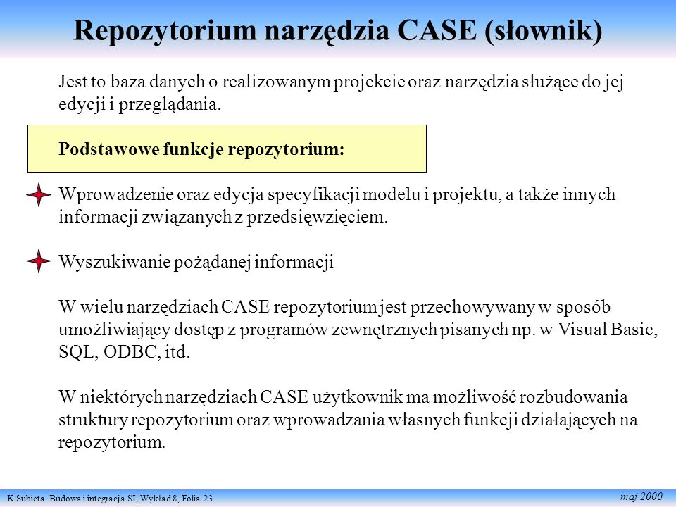 Repozytorium narzędzia CASE (słownik)