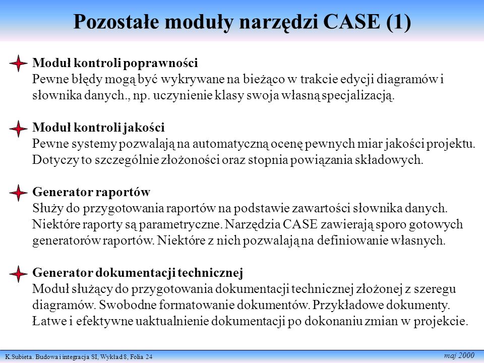 Pozostałe moduły narzędzi CASE (1)