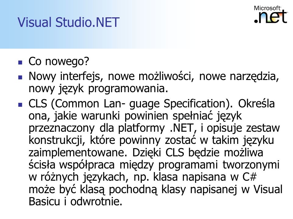 Visual Studio.NET Co nowego