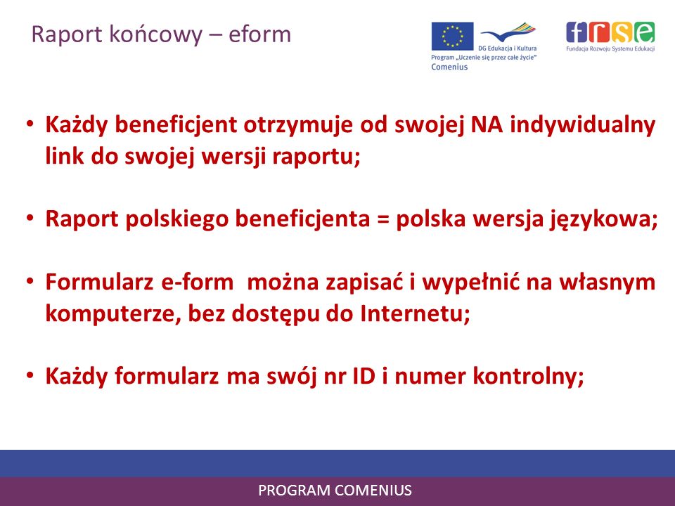 Raport polskiego beneficjenta = polska wersja językowa;