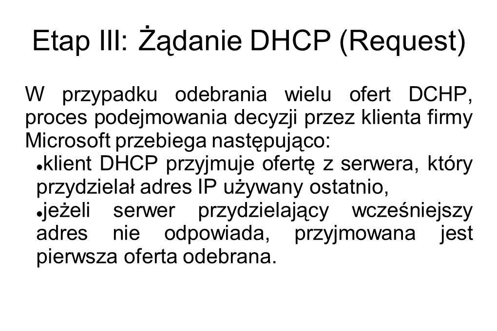Etap III: Żądanie DHCP (Request)