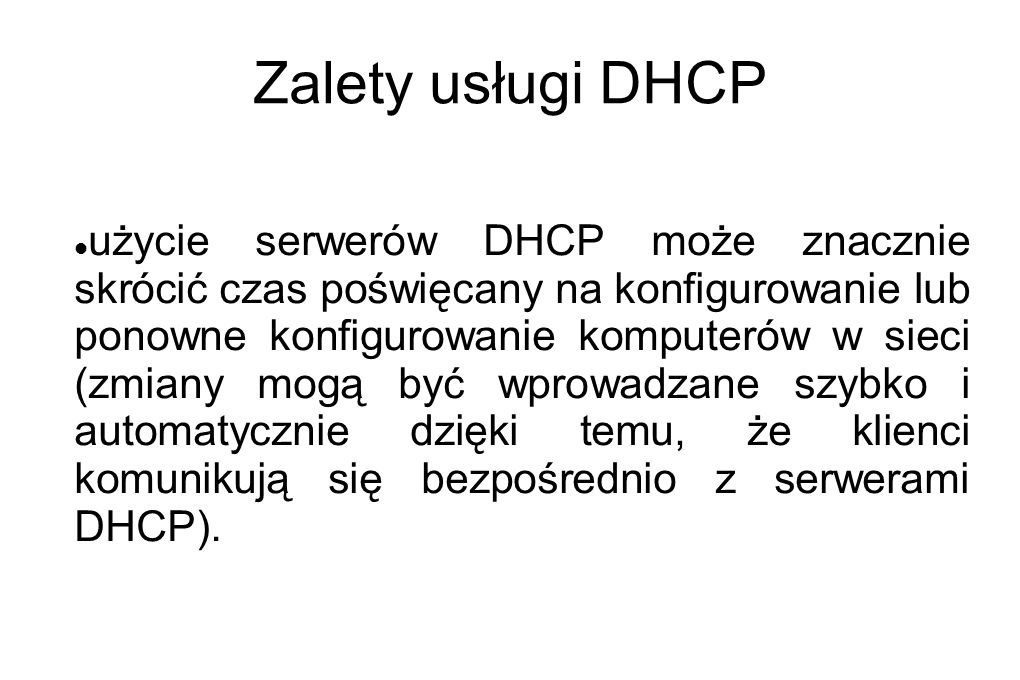 Zalety usługi DHCP