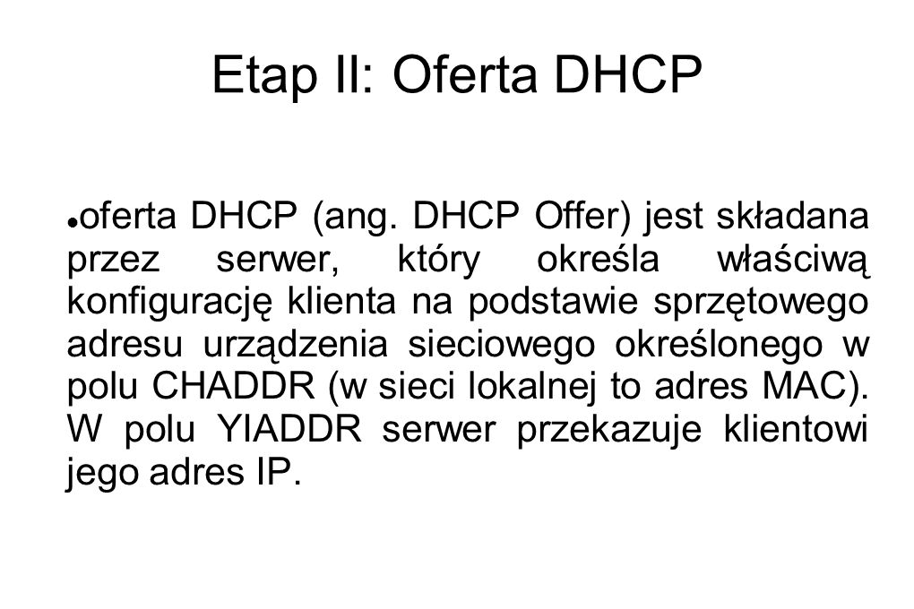 Etap II: Oferta DHCP