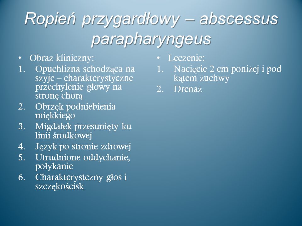 Ropień przygardłowy – abscessus parapharyngeus