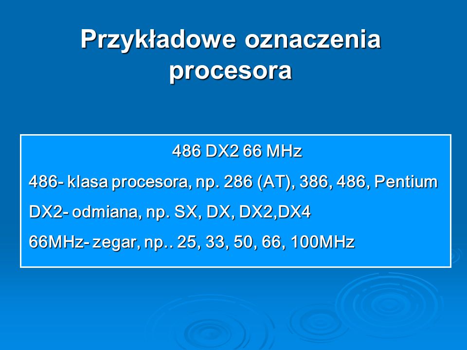 Przykładowe oznaczenia procesora