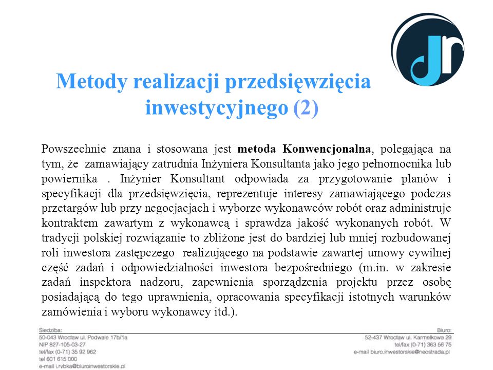 Metody realizacji przedsięwzięcia inwestycyjnego (2)