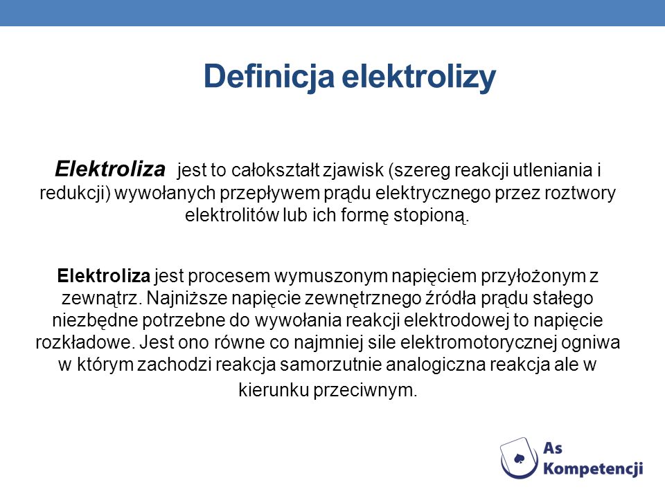 Definicja elektrolizy