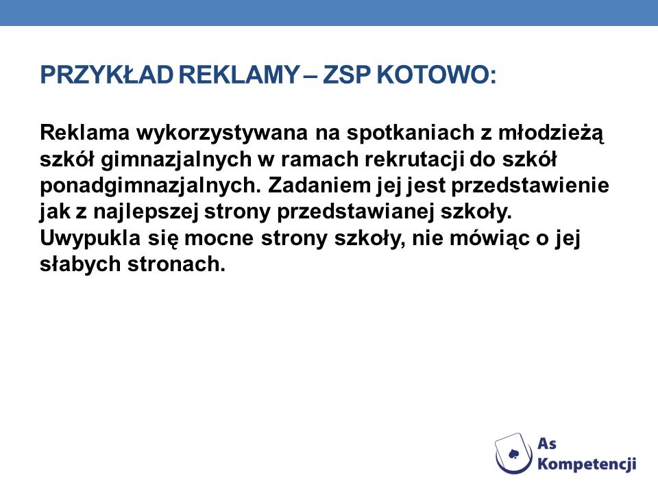 Przykład reklamy – ZSP Kotowo: