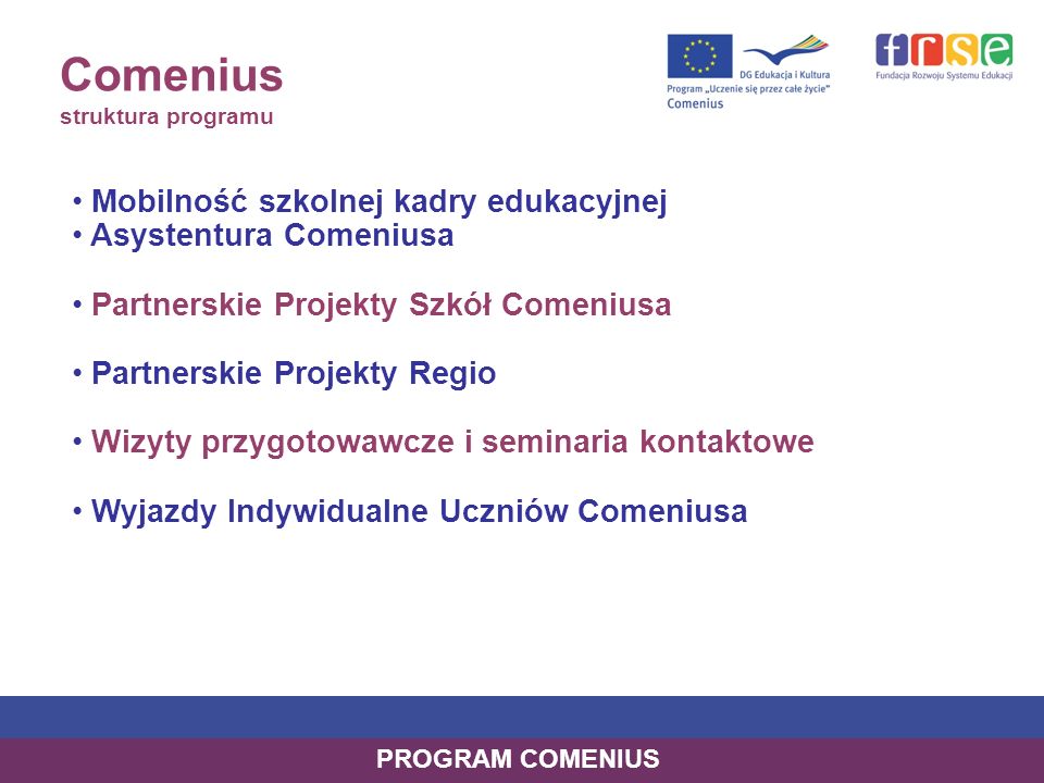 Comenius struktura programu