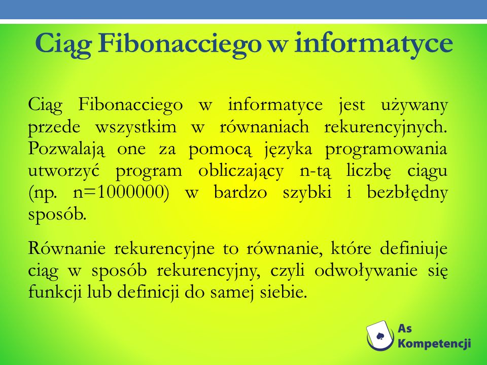 Ciąg Fibonacciego w informatyce
