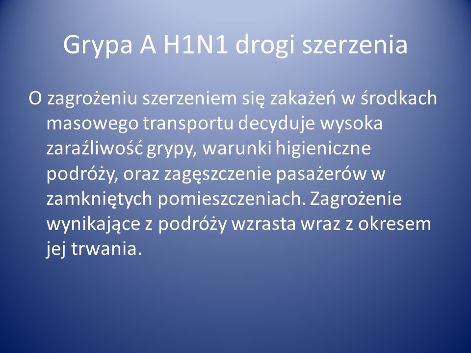 Grypa A H1N1 drogi szerzenia