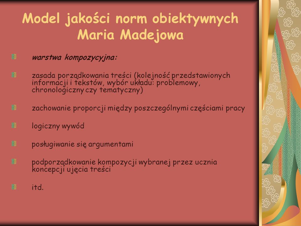 Model jakości norm obiektywnych Maria Madejowa