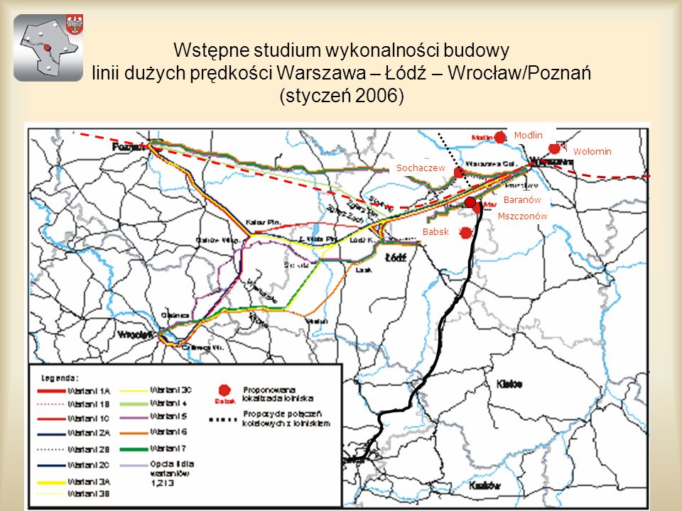 Wstępne studium wykonalności budowy linii dużych prędkości Warszawa – Łódź – Wrocław/Poznań (styczeń 2006)