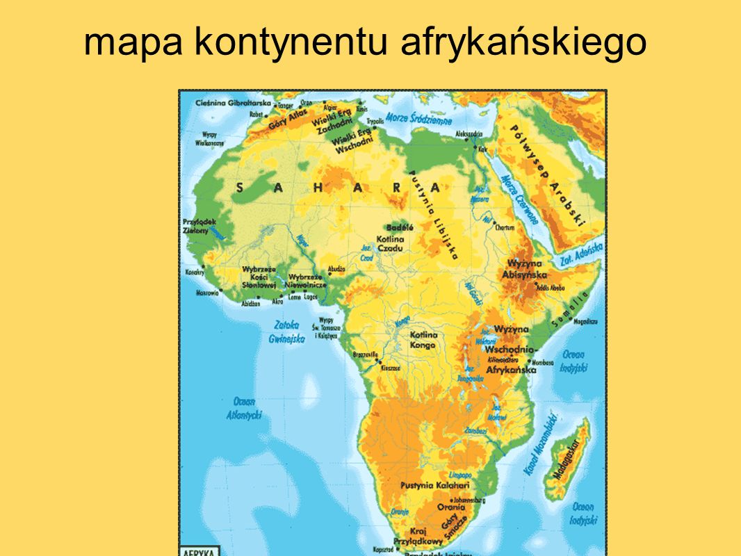 mapa kontynentu afrykańskiego