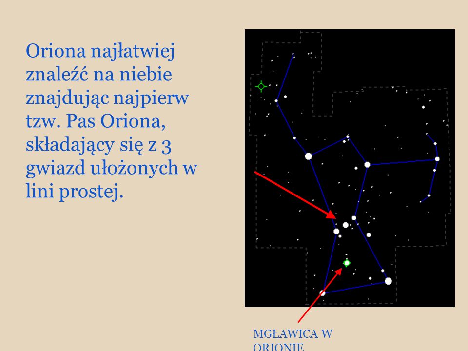 Oriona najłatwiej znaleźć na niebie znajdując najpierw tzw