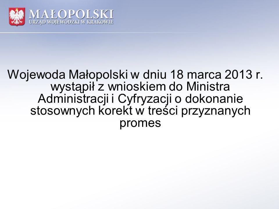 Wojewoda Małopolski w dniu 18 marca 2013 r