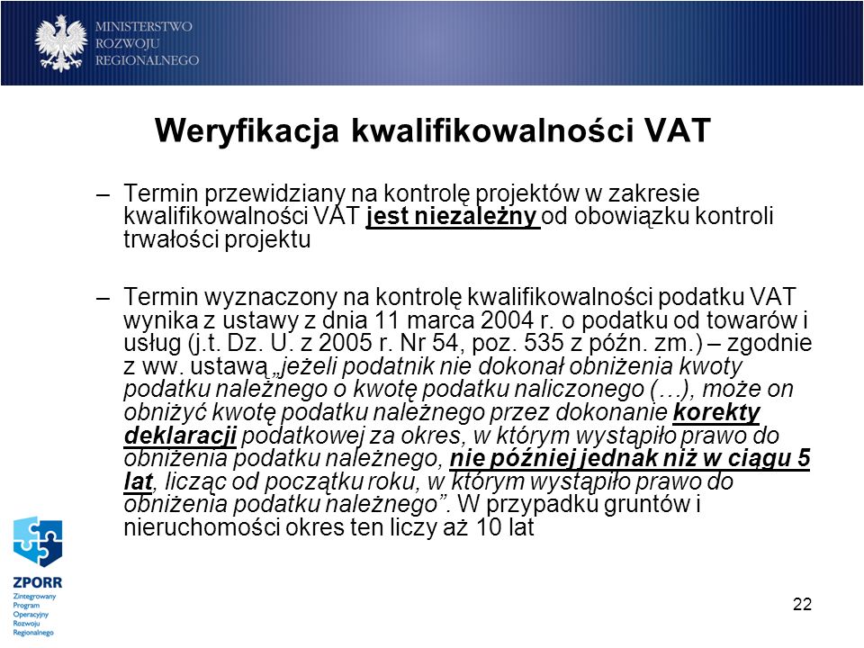 Weryfikacja kwalifikowalności VAT