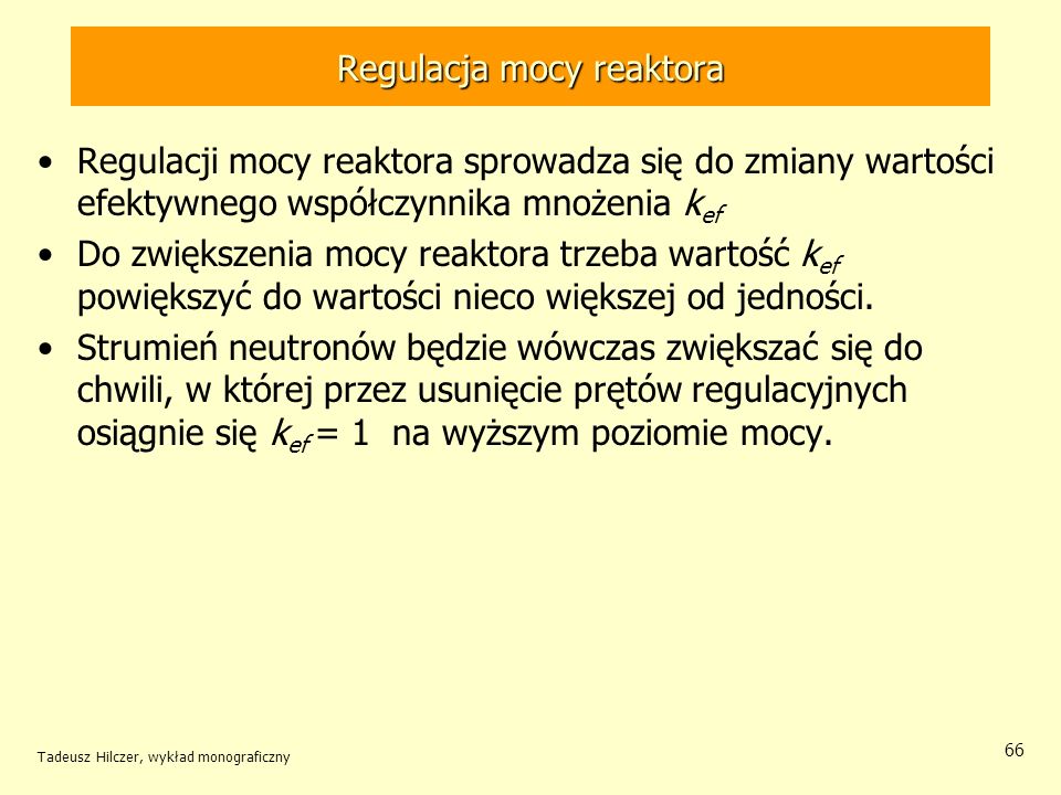 Regulacja mocy reaktora
