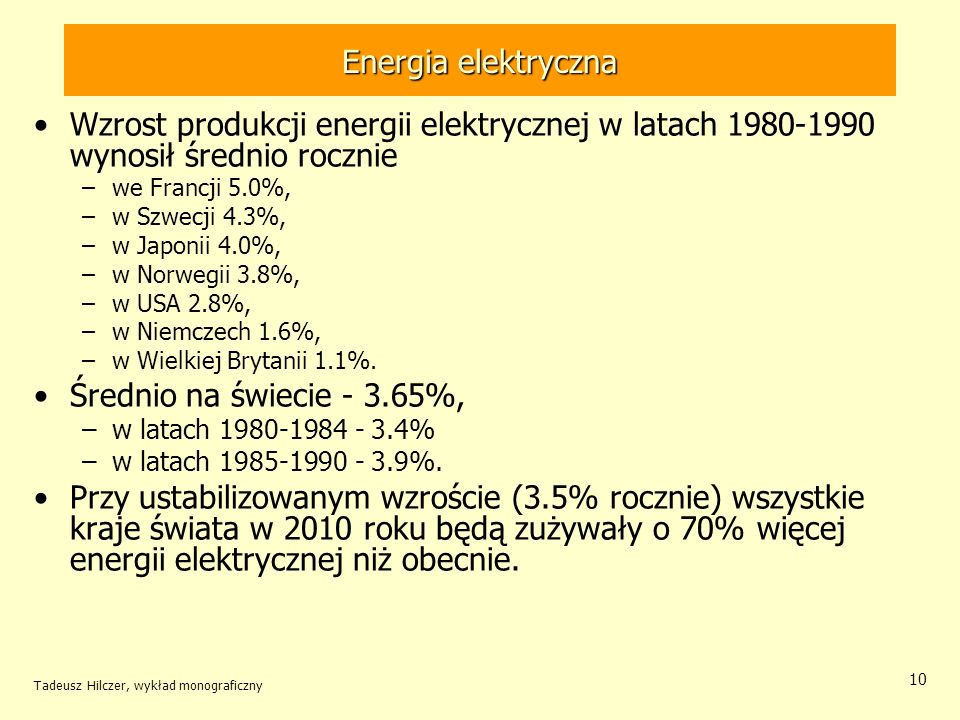 Energia elektryczna Wzrost produkcji energii elektrycznej w latach wynosił średnio rocznie.