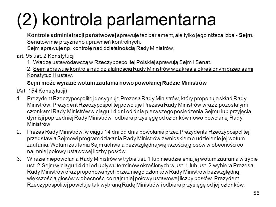 (2) kontrola parlamentarna