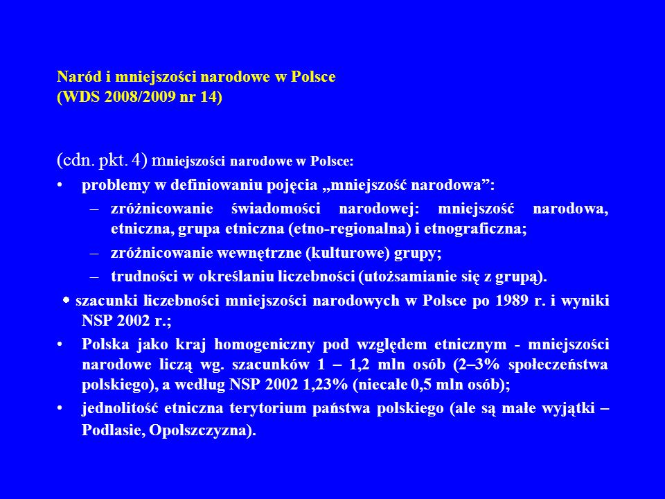 Naród i mniejszości narodowe w Polsce (WDS 2008/2009 nr 14)
