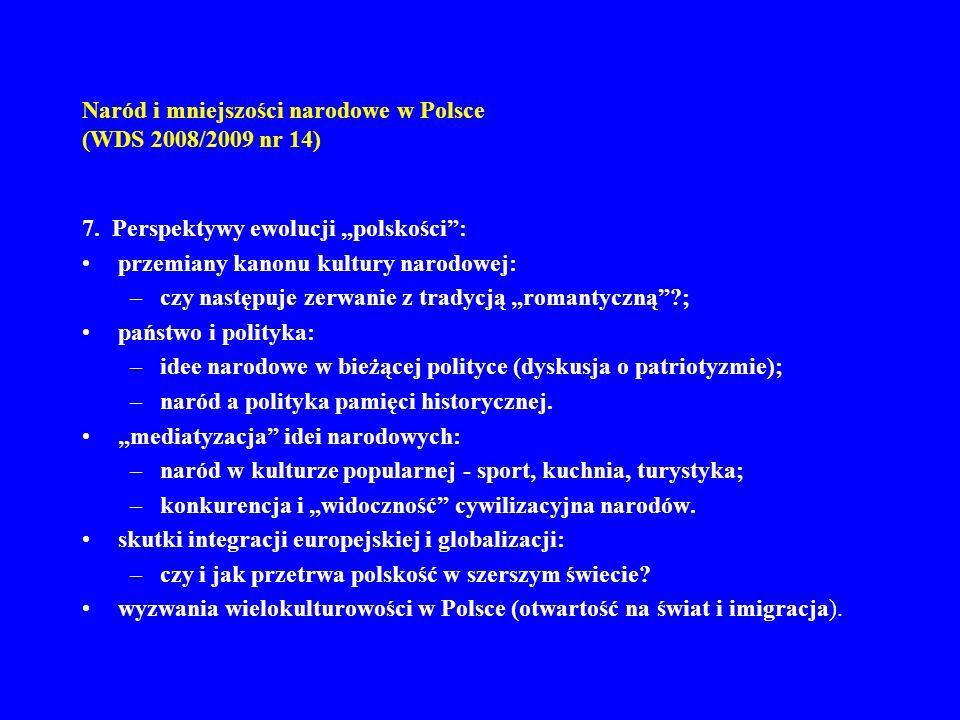Naród i mniejszości narodowe w Polsce (WDS 2008/2009 nr 14)