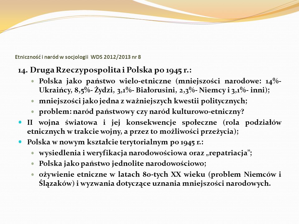 Etniczność i naród w socjologii WDS 2012/2013 nr 8