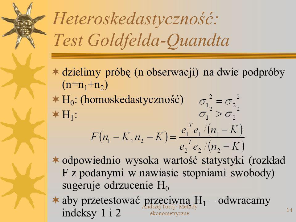 Heteroskedastyczność: Test Goldfelda-Quandta