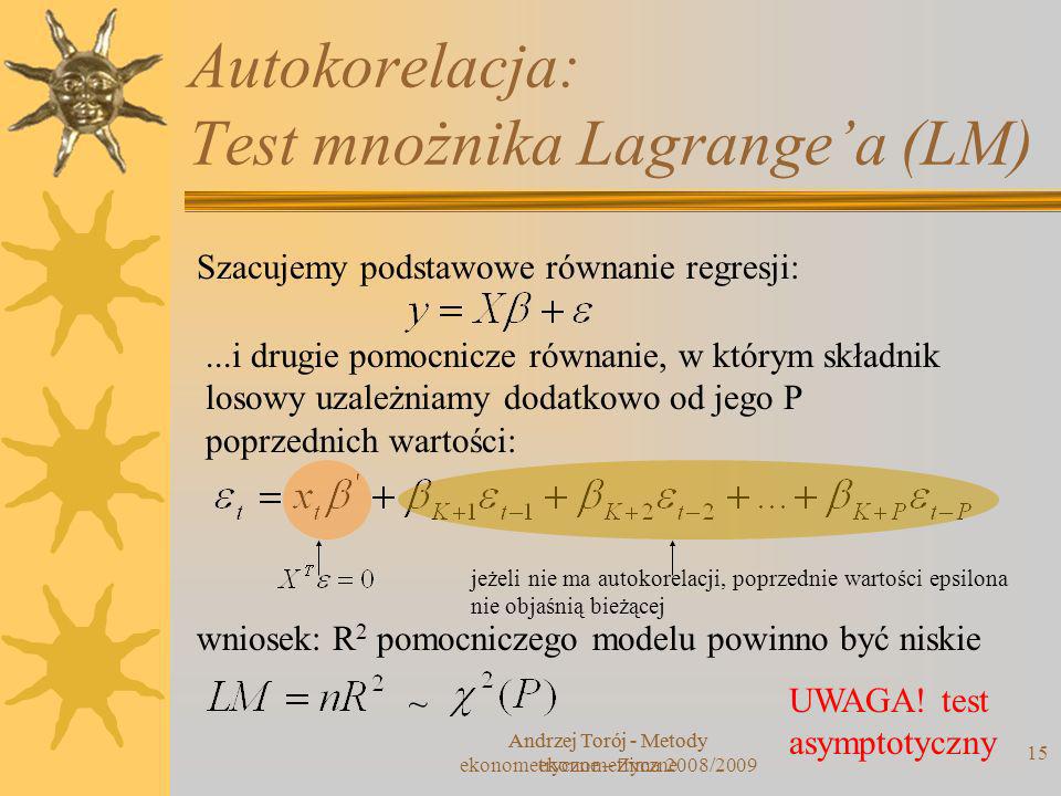 Autokorelacja: Test mnożnika Lagrange’a (LM)